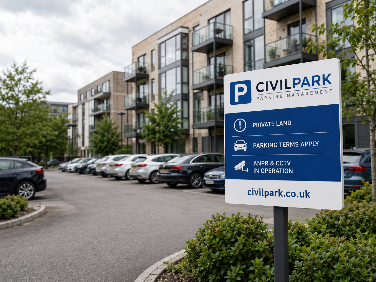 CivilPark ANPR and CCTV signage at a managed location